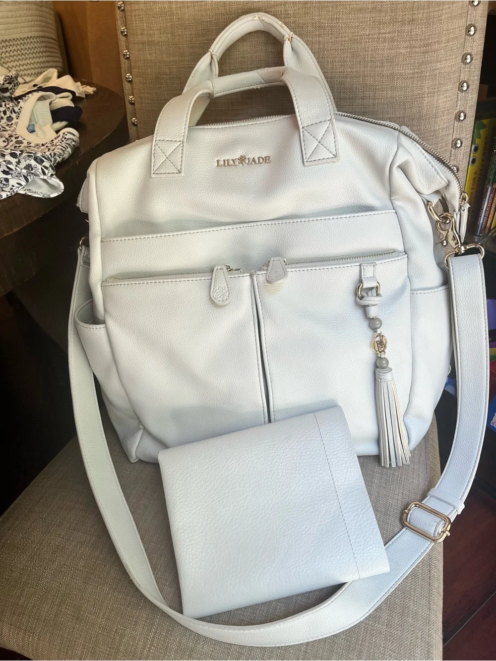 Lily Jade Convertible Bag in Stone with Tassel